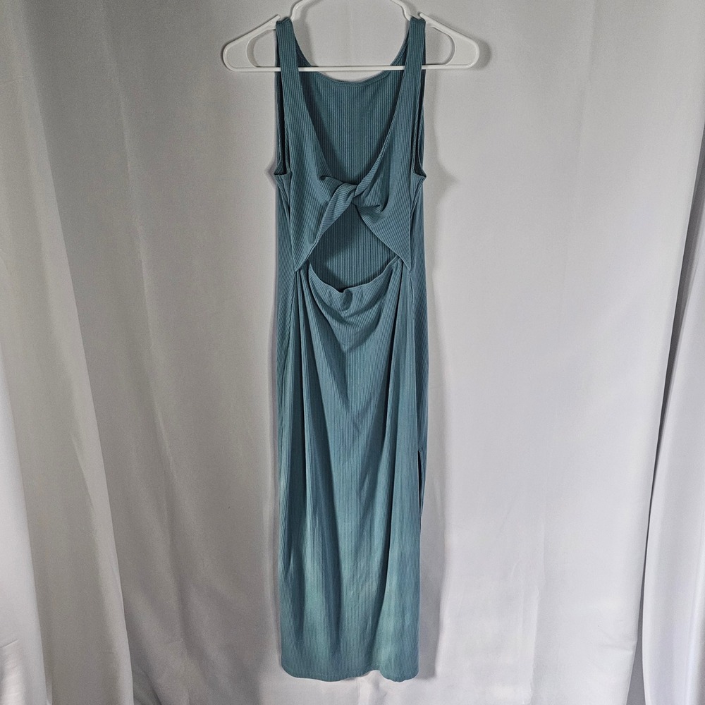 L*Space Ribbed Twist Back Maxi Dress Large Blue Coastal Summer - Picture 5 of 7